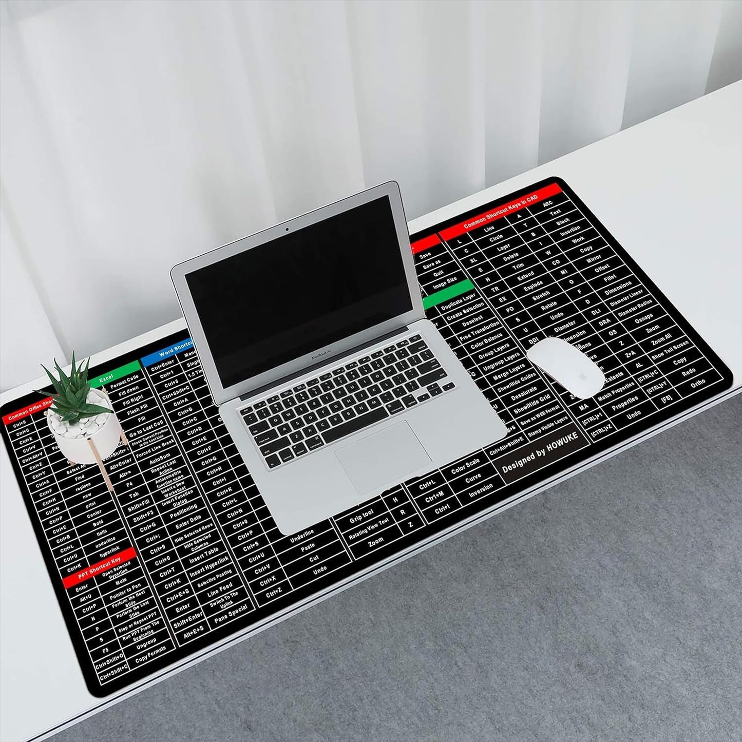 Extended Office Keyboard Shortcut Mouse Pad | Large Desk Mat