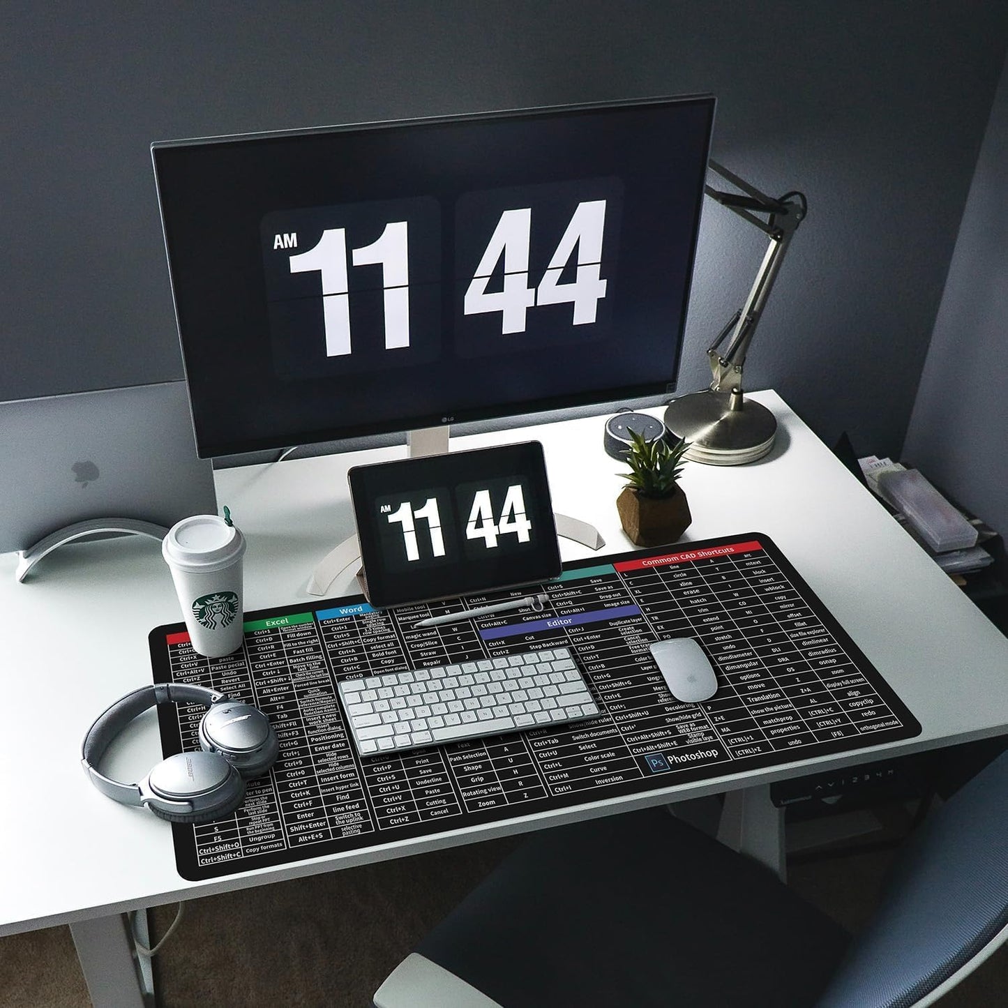 Extended Office Keyboard Shortcut Mouse Pad | Large Desk Mat