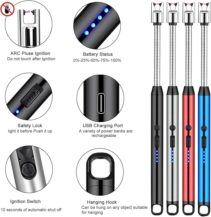 Rechargeable Electric Arc Lighter – Windproof & Flameless