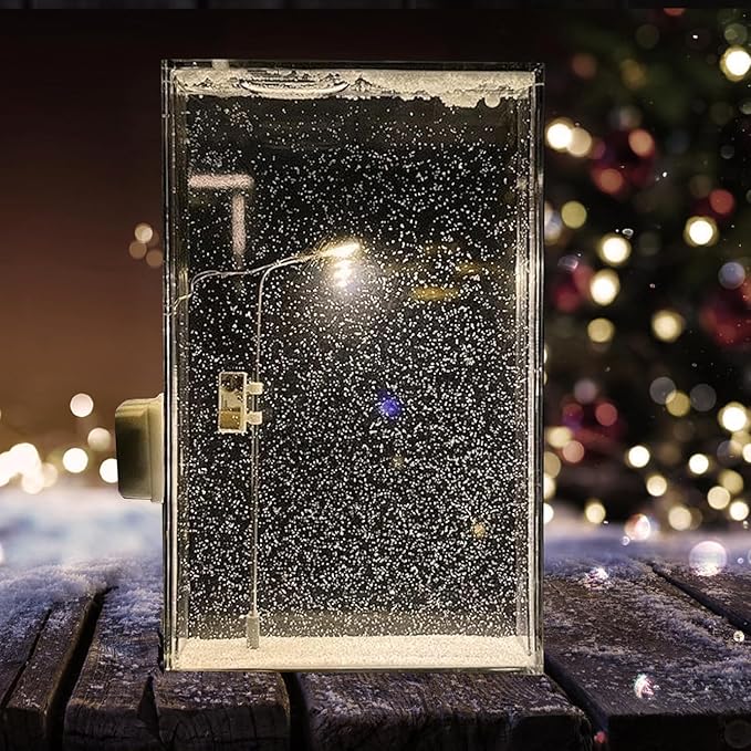 LED Snowfall Night Light – Miniature Street Lamp Snow Globe