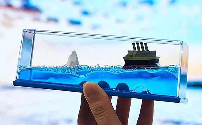 Titanic Floating Liquid Wave Paperweight