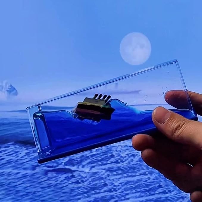 Titanic Floating Liquid Wave Paperweight
