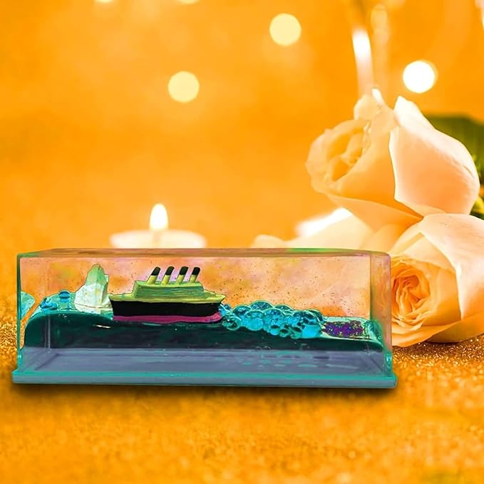 Titanic Floating Liquid Wave Paperweight