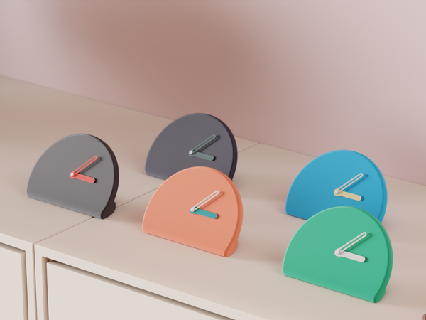 Half-Moon Minimalist Desk Clock – Bold Color Edition